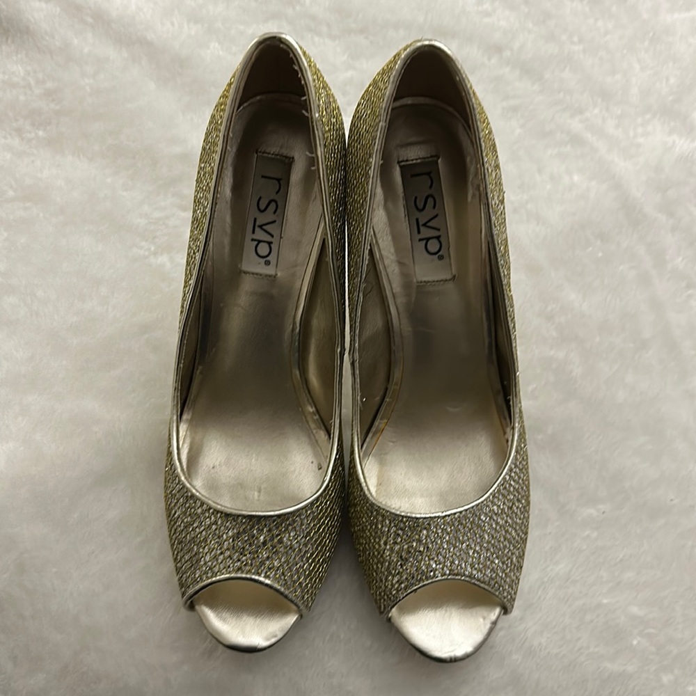RSVP gold sparkle heels size 8.5M